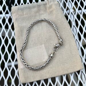 Unisex 925 Sterling Silver Wheat Chain Bracelet -  7.5-8 in
